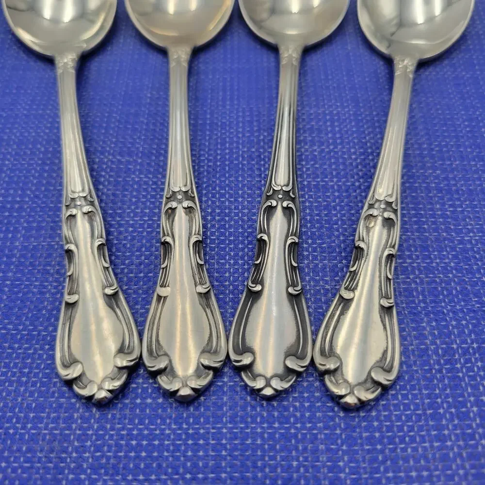 Set of 4 Towle Silver Merrimack Stainless Steel USA Teaspoon